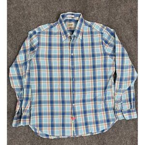 Gitman Bros Shirt Mens  Blue Plaid Canclini Button Down Made USA Casual Size XL